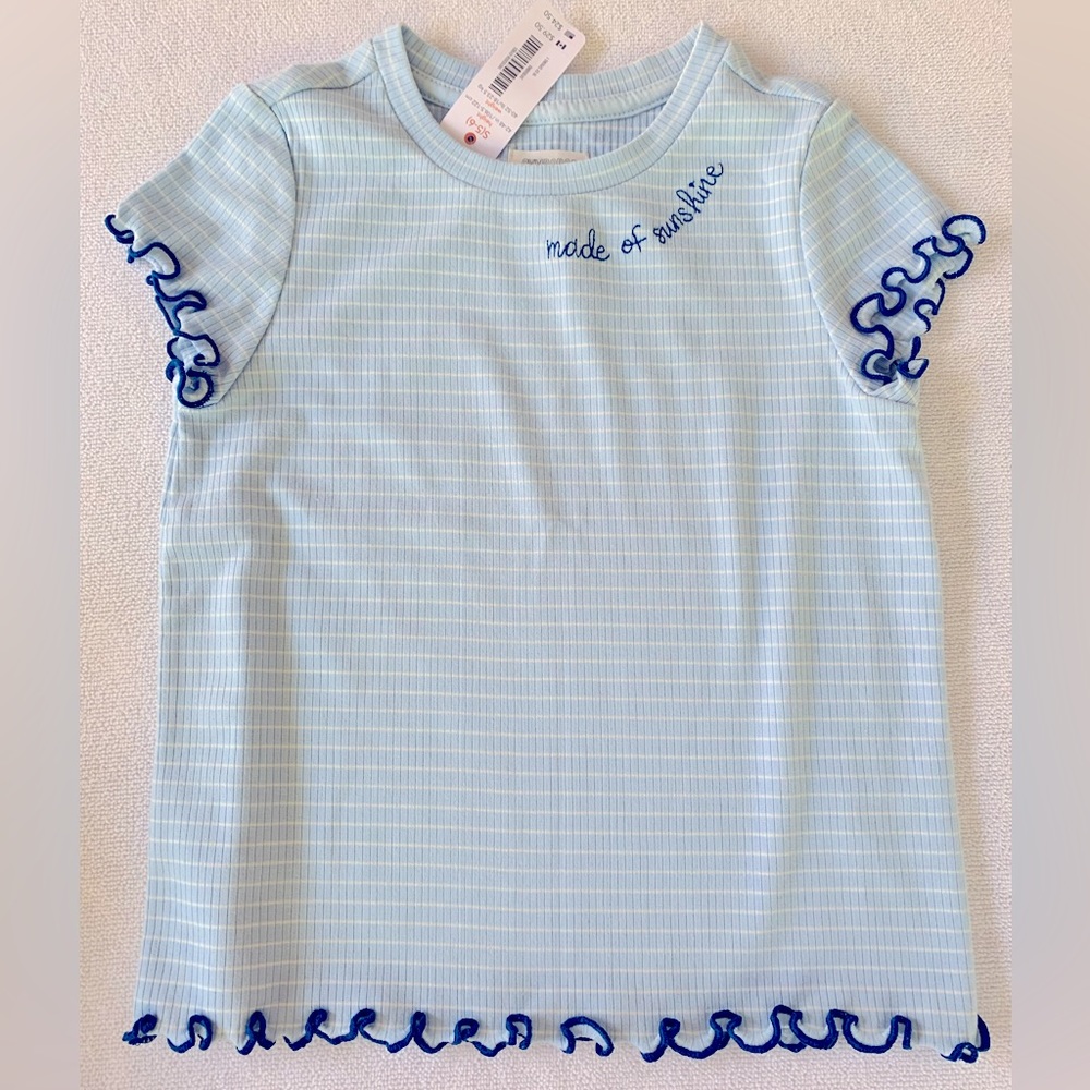 GYMBOREE-NWT- GIRLS SM 5/6 “MADE OF SUNSHINE” light blue tee shirt